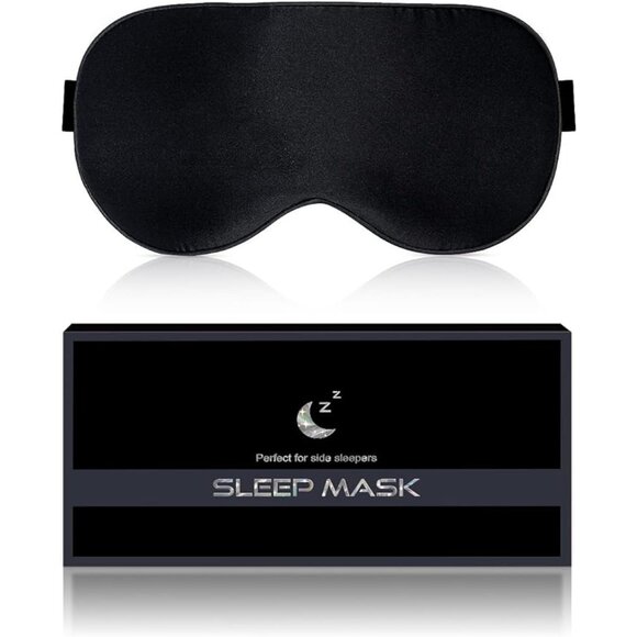 Sleep Mask Accessories - Mulberry Silk Sleep Mask Soft Breathable Organic Natural  Silk Fabric Black NIB
